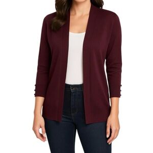 Feminine Buttery Soft Casual Stylish Open Front NWOT Burgundy Cardigan X-Small